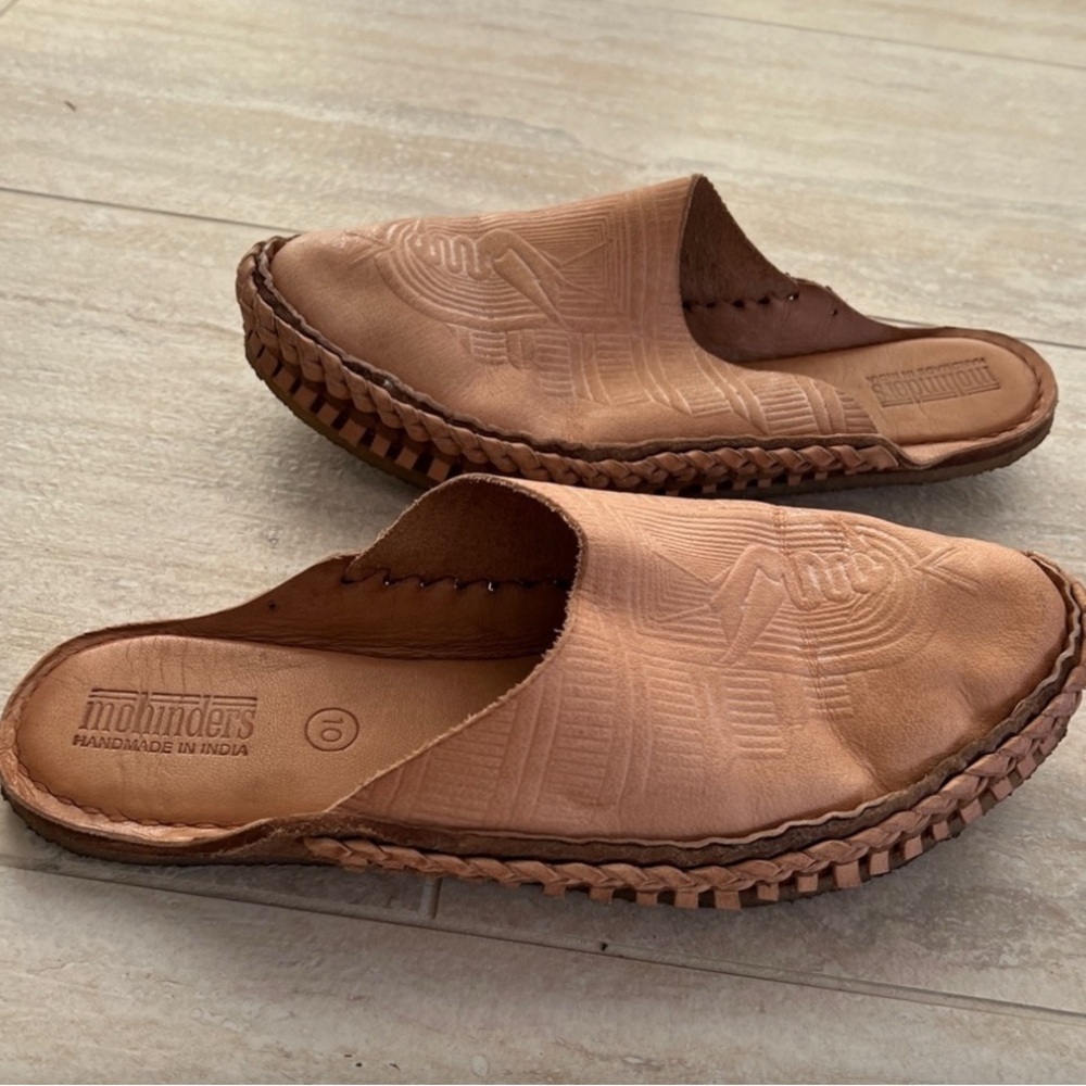 MOHINDERS MULE SLIDE SANDAL LEATHER HANDMADE EMBOSSED WOMENS 10 LTD EDITION